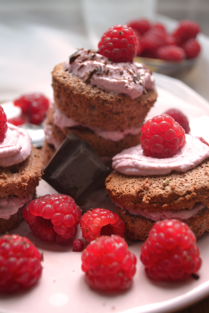 Mini layer cakes chocolat framboise