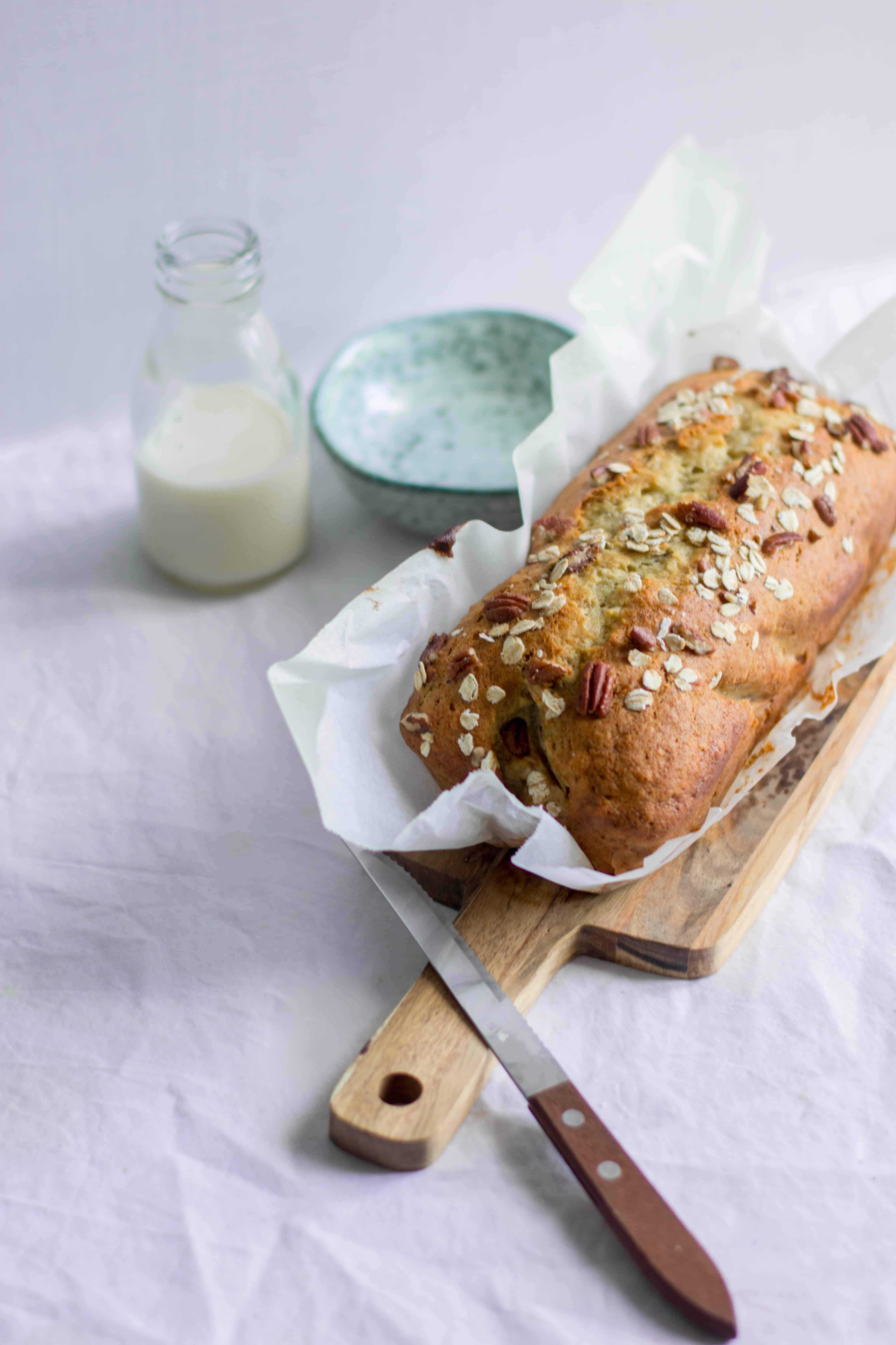 Banana bread aux flocons d'avoine et noix de pécan